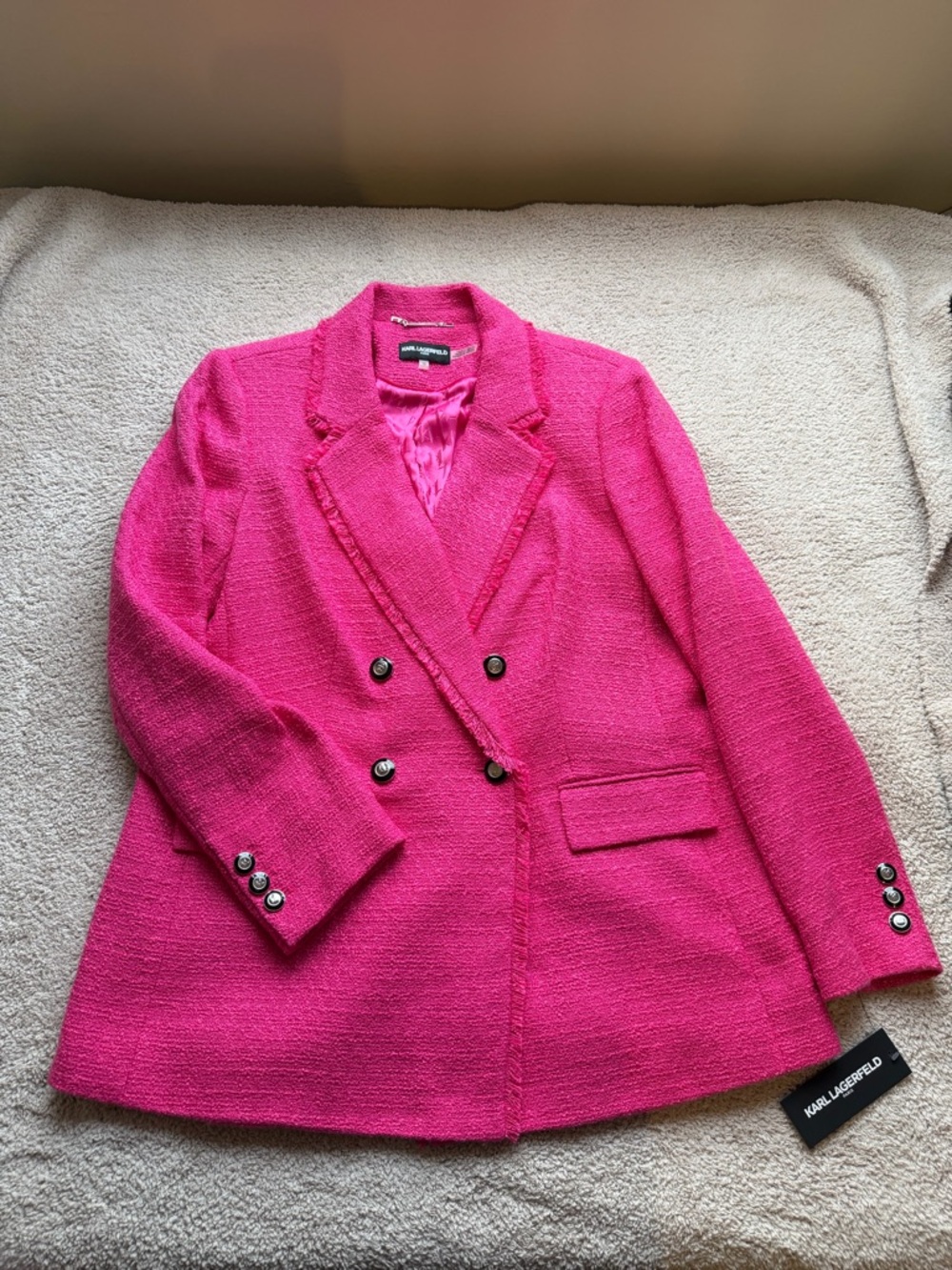 Karl Lagerfeld Paris Hot Pink Tweed Jacket